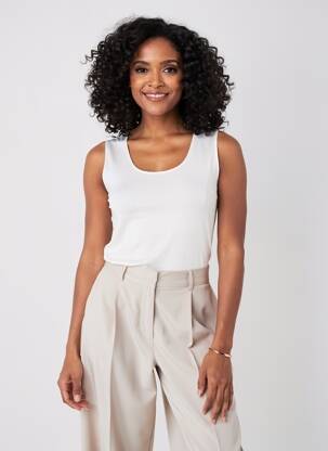 Top coupe cintrée sans manche blanc OSCALITO femme