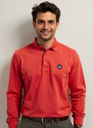 Polo manches longues manches longues rouge BERMUDES homme