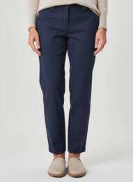 Pantalon chino fermeture zippée sous rabat avec crochet taille normale bleu MAT DE MISAINE femme