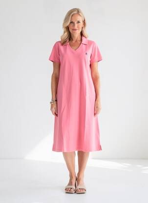 Robe mi-longue manches courtes manches courtes rose MOUSQUETON femme