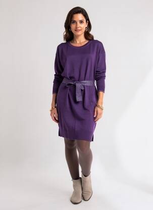Robe pull stretch manches longues violet LA FEE MARABOUTEE femme