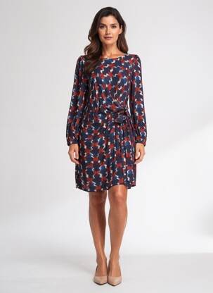Robe courte manches longues manches longues bleu LA FEE MARABOUTEE femme