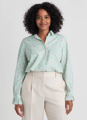 Chemisier imprimé fleurs manches longues vert SAINT JAMES femme