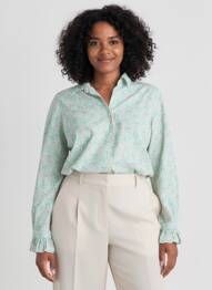 Chemisier imprimé fleurs manches longues vert SAINT JAMES femme