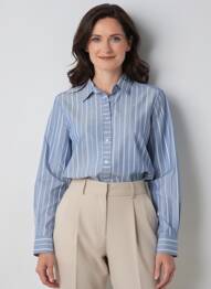 Chemisier coupe droite manches longues bleu MAT DE MISAINE femme