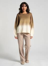 Pull stretch manches longues marron SIGNE NATURE femme