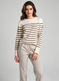 Pull coupe cintrée manches longues marron ARMOR LUX femme