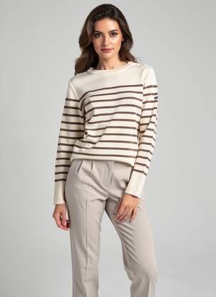 Pull coupe cintrée manches longues marron ARMOR LUX femme