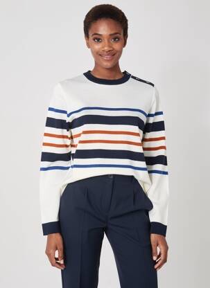 Pull coupe cintrée manches longues beige ARMOR LUX femme