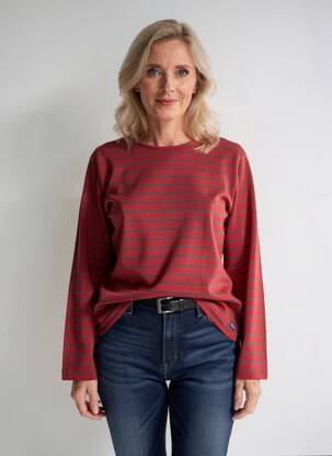 Pull coupe cintrée manches longues rouge LE GLAZIK femme