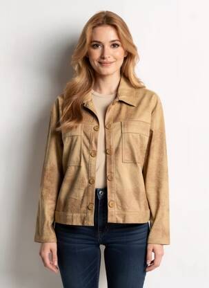 Veste casual tissage suedine beige SIGNE NATURE femme