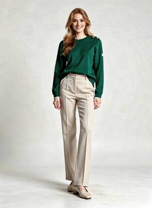 Pull coupe cintrée manches longues vert ROYAL MER femme