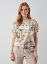 Blouse manches courtes manches courtes beige LA FEE MARABOUTEE femme