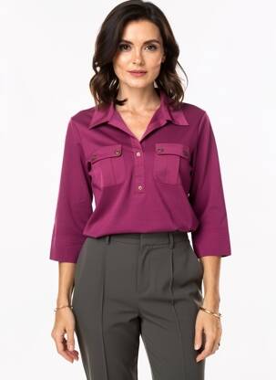 Polo manches 3/4 manches 3/4 violet SAINT JAMES femme