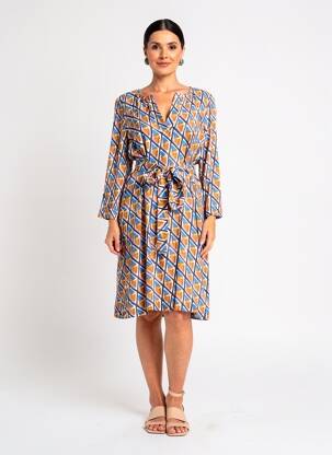 Robe mi-longue coupe fluide manches 3/4 jaune LA FEE MARABOUTEE femme