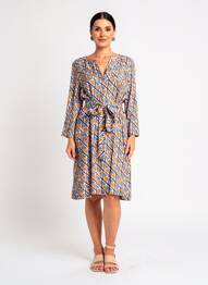 Robe mi-longue coupe fluide manches 3/4 jaune LA FEE MARABOUTEE femme