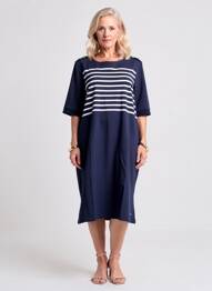 Robe mi-longue manches courtes manches courtes bleu SAINT JAMES femme