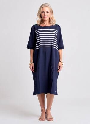 Robe mi-longue manches courtes manches courtes bleu SAINT JAMES femme