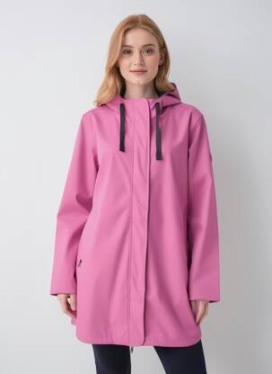 Imperméable finition intérieure doublure satiné a capuche rose TANTÄ femme