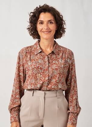 Chemisier imprimé fleurs manches longues marron MAT DE MISAINE femme