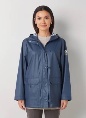 Imperméable manches longues a capuche bleu MOUSQUETON femme