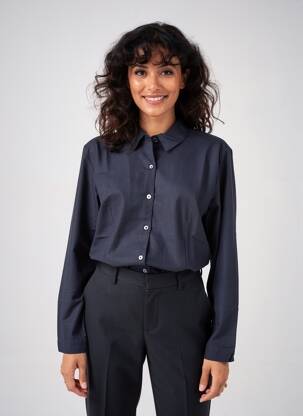 Chemisier coupe droite manches longues bleu LE GLAZIK femme