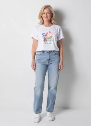 T-shirt sérigraphie manches courtes blanc SAINT JAMES femme