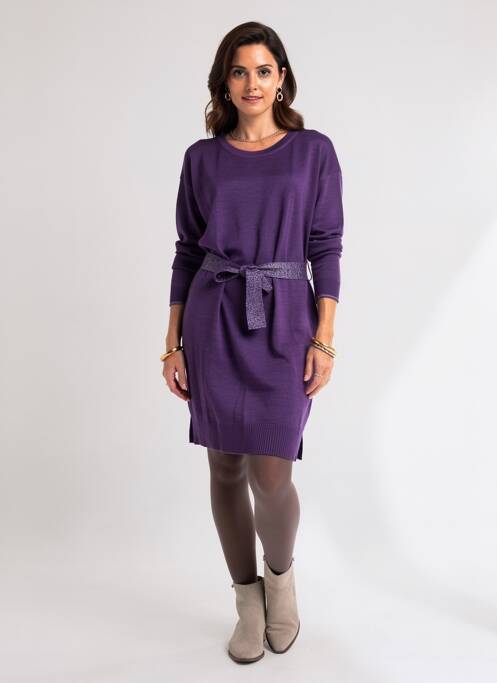 Robe pull stretch manches longues violet LA FEE MARABOUTEE femme