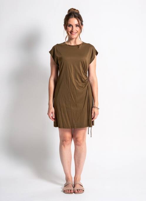 Robe courte manches courtes manches courtes marron LA FEE MARABOUTEE femme