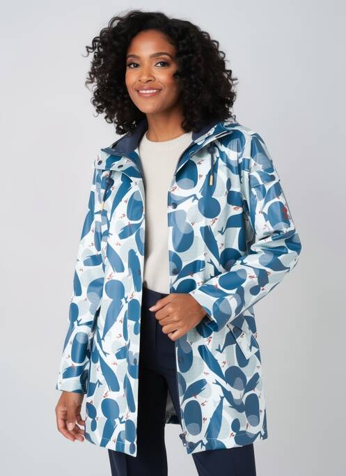 Imperméable poignets pressionnés a capuche bleu MOUSQUETON femme