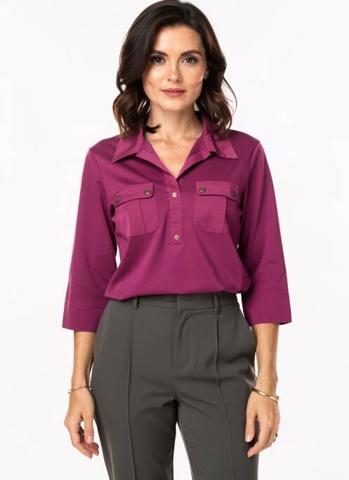 Polo tissage jersey manches 3/4 violet SAINT JAMES femme