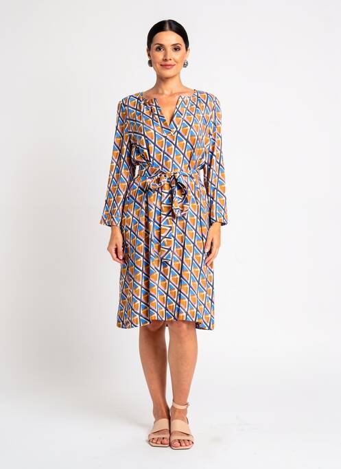 Robe mi-longue coupe fluide manches 3/4 jaune LA FEE MARABOUTEE femme