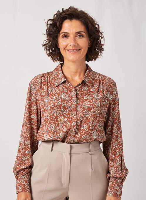 Chemisier imprimé fleurs manches longues marron MAT DE MISAINE femme