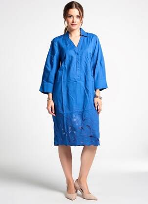 Robe mi-longue manches 3/4 manches 3/4 bleu POMODORO femme