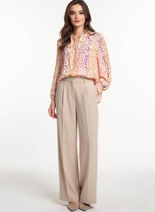 Chemisier tissage crêpe manches longues rose POMODORO femme