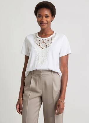 T-shirt stretch manches courtes blanc POMODORO femme