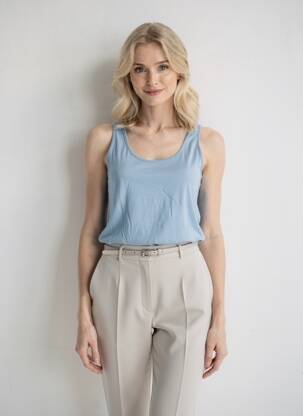 Débardeur stretch sans manche bleu POMODORO femme