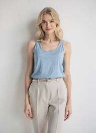 Débardeur stretch sans manche bleu POMODORO femme