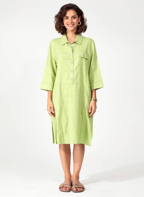 Robe mi-longue manches 3/4 manches 3/4 vert POMODORO femme