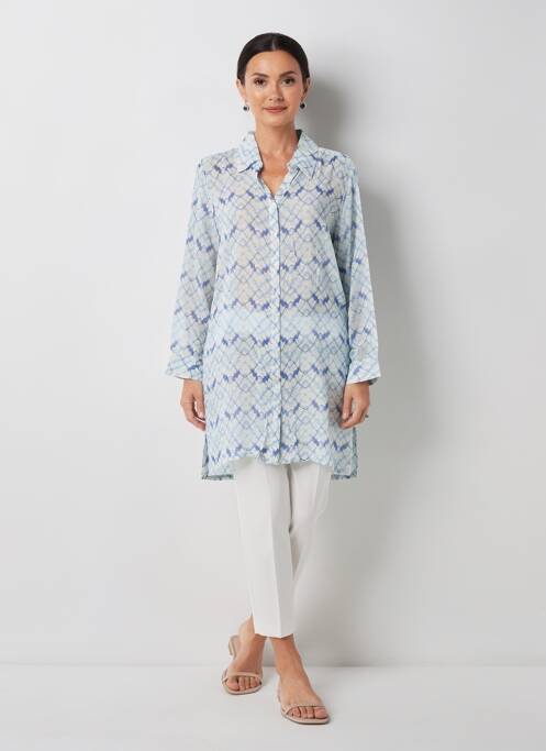 Tunique manches longues imprimé fantaisie bleu POMODORO femme