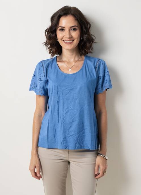 T-shirt stretch manches courtes bleu POMODORO femme