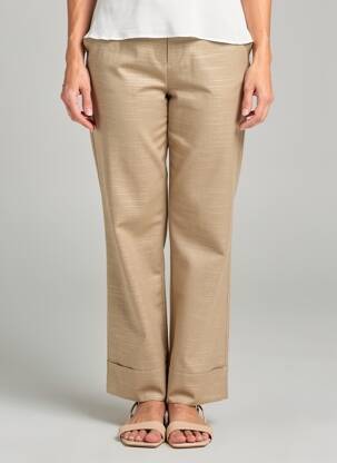Pantalon droit tissage crêpe taille normale beige CISO femme