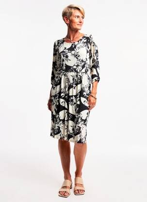 Robe mi-longue manches 3/4 manches 3/4 noir CISO femme