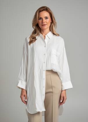 Chemisier coupe droite manches longues blanc CISO femme