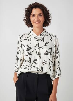 Chemisier imprimé fantaisie manches 3/4 beige CISO femme
