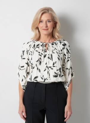 Blouse tissage popeline manches 3/4 blanc CISO femme
