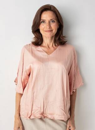 Blouse col v manches courtes rose CISO femme