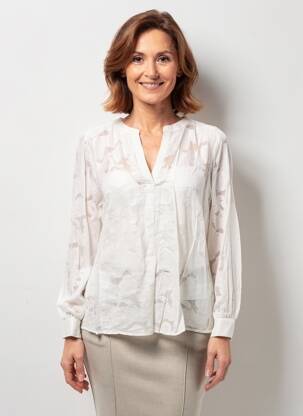Blouse imprimé fantaisie manches longues blanc JENSEN femme