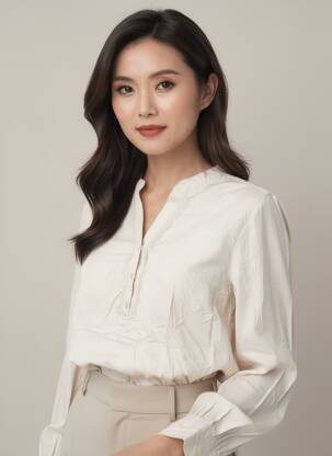 Blouse tissage popeline manches longues beige JENSEN femme