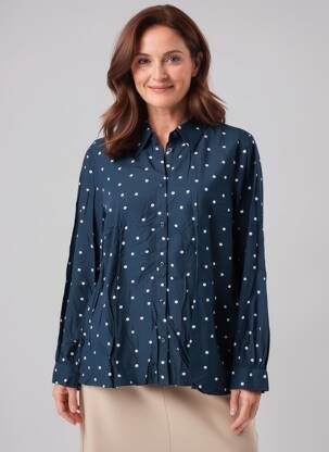 Chemisier coupe droite manches longues bleu JENSEN femme